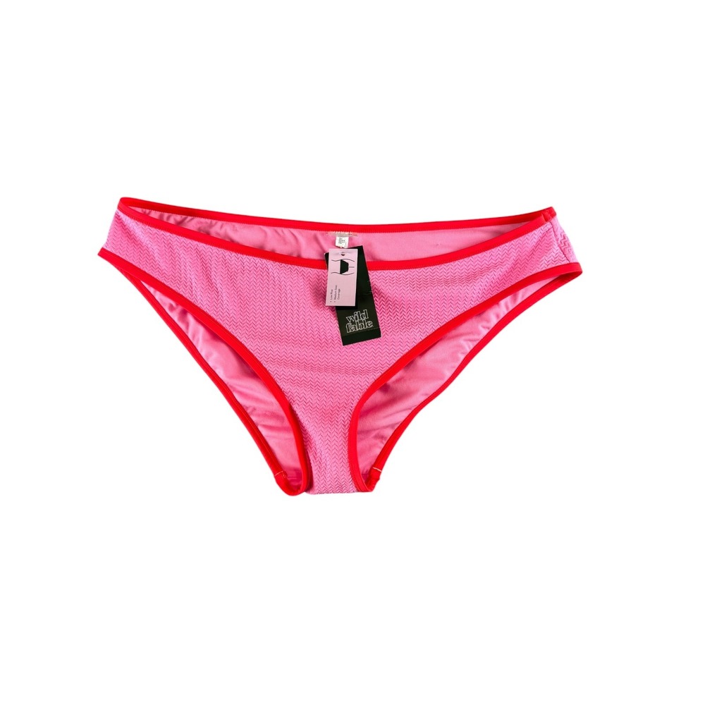Wild Fable Pink Red Textured Chevron Bikini Bottoms XL Low Rise Medium Coverage
